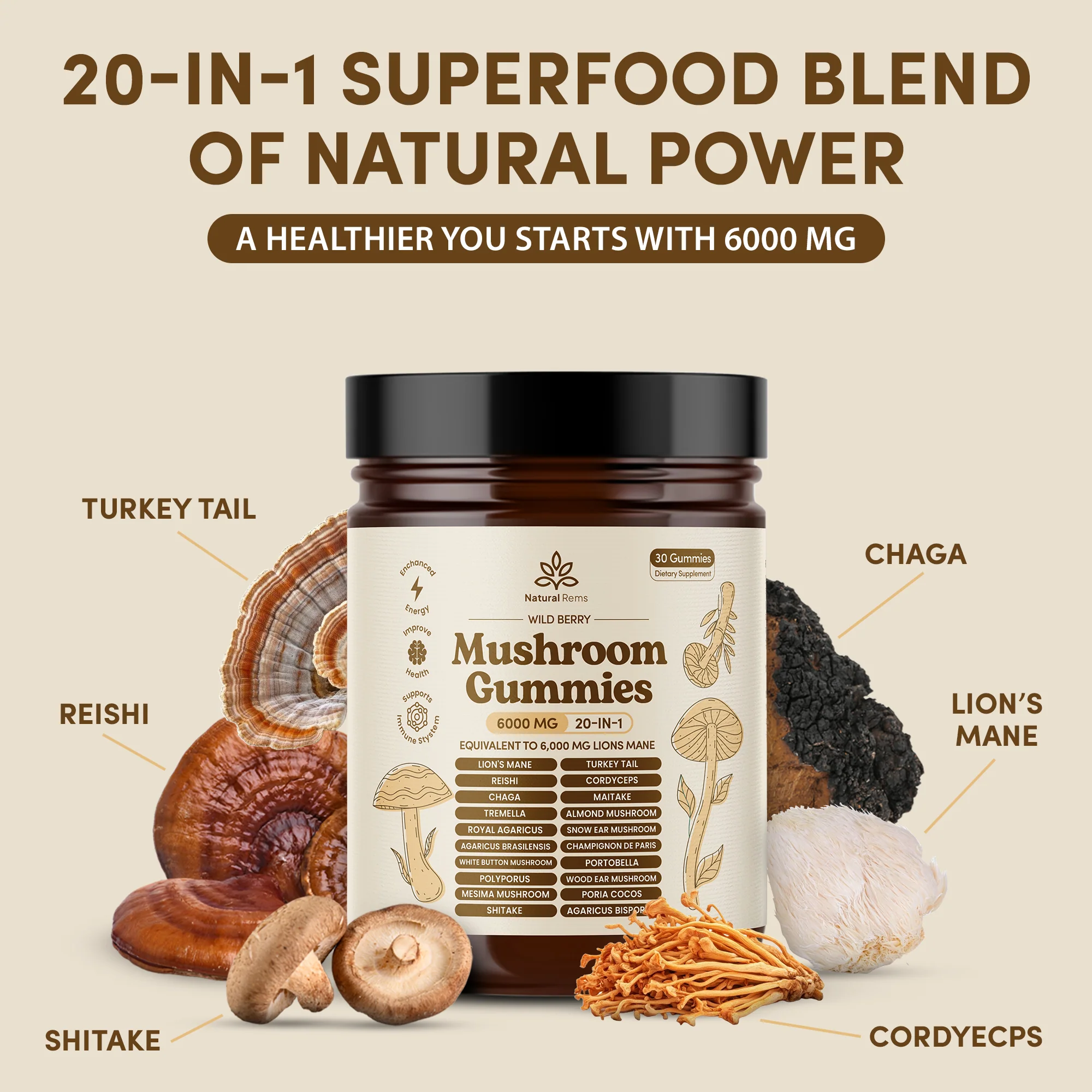 20-in-1 Mushroom Gummies - Image 4