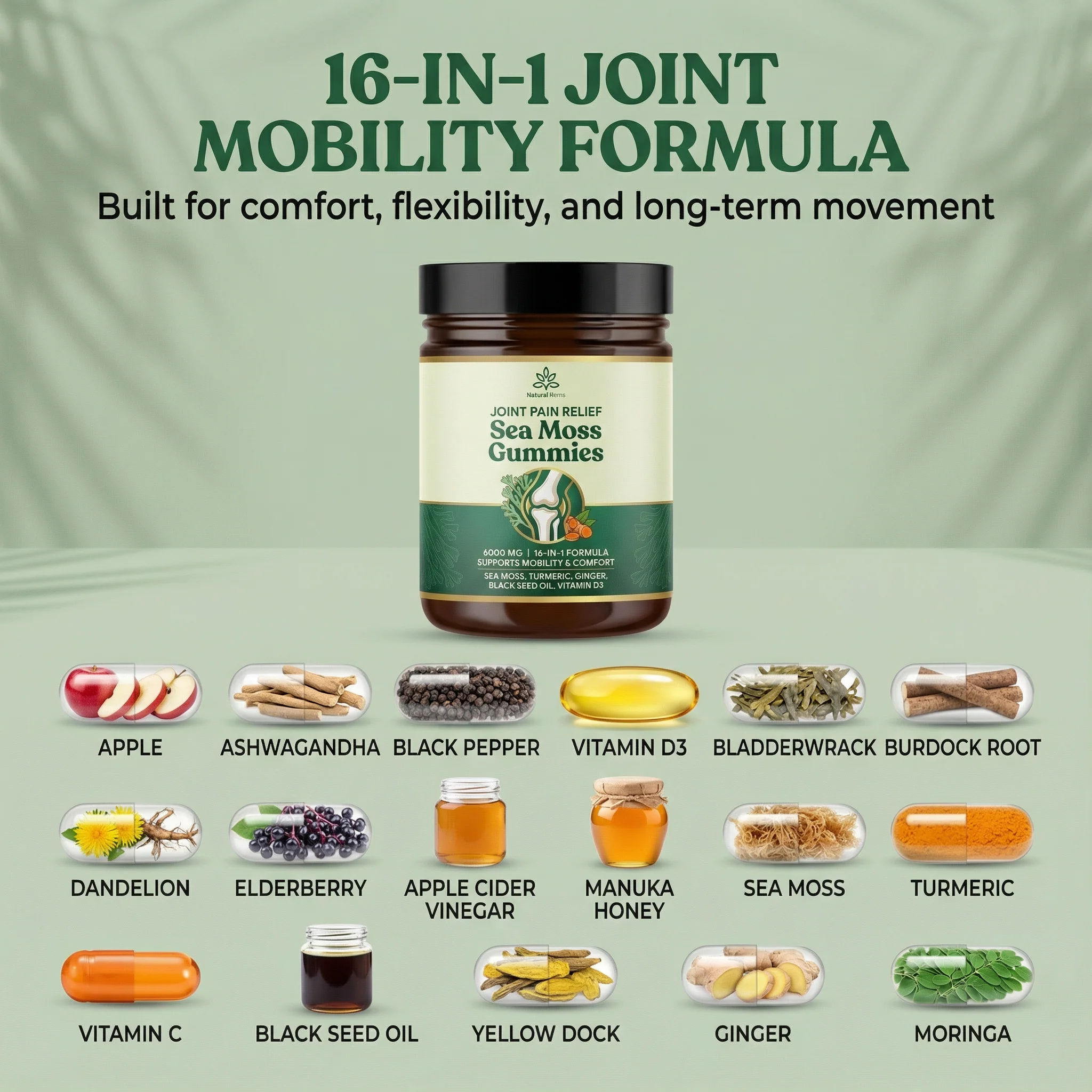 Sea Moss 16-In-1 Gummies - For Joint Comfort & Mobility - Image 5